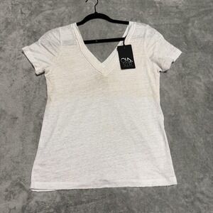 Chaser Shirt Womens Small White V Neck Short Sleeve Lightweight Tee Top
